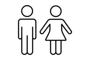 homem e mulher ícone. ícone relacionado para placa banheiro, vestir sala, banheiro. linha ícone estilo Projeto. simples vetor Projeto editável