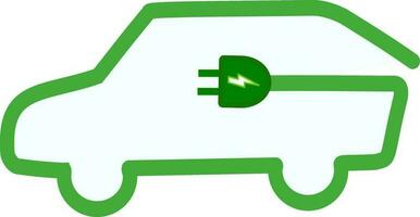 elétrico carro com plugue ícone símbolo. ev carro, verde híbrido veículo cobrando ponto logotipo. ecológico veículo conceito. substituível vetor Projeto.