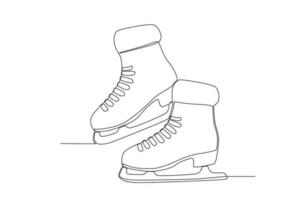 vetor inverno patins contínuo linha desenhando vetor esboço