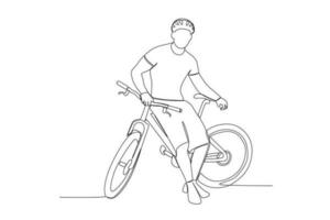 vetor uma linha bicicleta conceito. simples linha bicicleta ilustração.