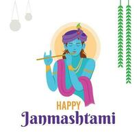 vetor ilustração do senhor Krishna jogando flauta. feliz janmashtami