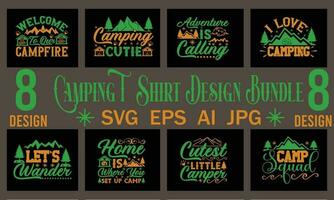 pacote de design de camiseta de acampamento vetor