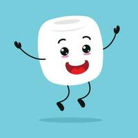 fofa feliz marshmallow personagem. engraçado celebração marshmallow desenho animado emoticon dentro plano estilo. doce emoji vetor ilustração