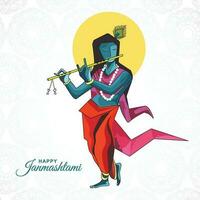 religioso Krishna janmashtami cartão fundo vetor