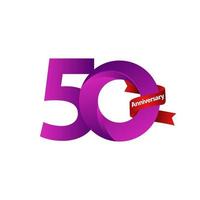 50 anos de celebração de aniversário de ilustração de design de modelo de fita roxa vetor