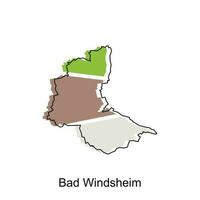 mau windsheim mapa, colorida esboço regiões do a alemão país. vetor ilustração modelo Projeto