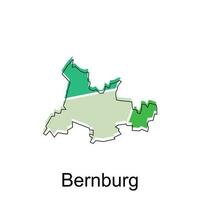 mapa do Bernburgo vetor colorida geométrico Projeto modelo, nacional fronteiras e importante cidades ilustração
