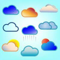 conjunto do ícone nuvem atmosfera clima previsão decoração abstrato fundo vetor ilustração