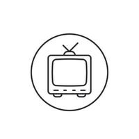 tv com antena, ícone linear de vetor de televisão antigo