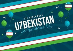 feliz uzbequistão independência dia vetor ilustração em 1º do setembro com uzbeque bandeira fundo dentro nacional feriado mão desenhado modelos