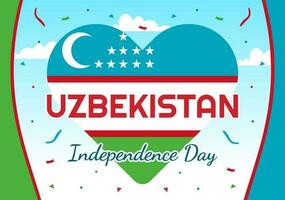 feliz uzbequistão independência dia vetor ilustração em 1º do setembro com uzbeque bandeira fundo dentro nacional feriado mão desenhado modelos