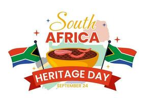 feliz herança dia sul África vetor ilustração em setembro 24 com acenando bandeira fundo, honrando africano cultura e tradições modelos