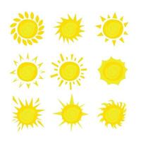 conjunto de ícones de sol vetor