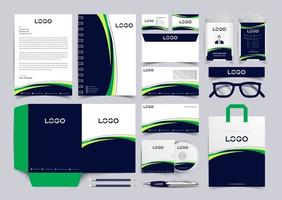 conjunto de identidade corporativa. kit de design de modelo de papelaria. pacote de identidade de marca editável de modelo de marca com fundo abstrato de efeito de meio-tom para empresa de negócios e vetor de finanças