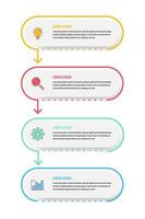 design de infográfico de negócios, ilustrações vetoriais de linha do tempo em 4 etapas vetor