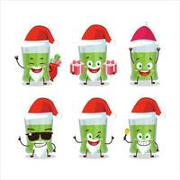 santa claus emoticons com verde maçã suco desenho animado personagem vetor