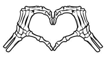esqueleto osso mão coração forma placa ilustrações vetor