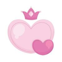Rosa coração com coroa ícone vetor
