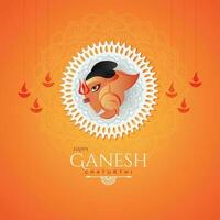 lindo amarelo cor feliz ganesh chaturthi festival poster vetor