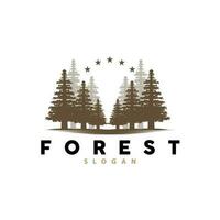 floresta logotipo, vetor floresta madeira com pinho árvores, Projeto inspirado crachá rótulo ilustração