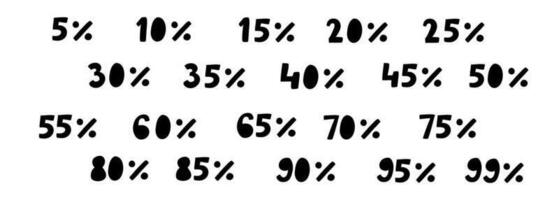 mão escrito percentagens fora Preto tinta desconto logotipo especial oferta rotulação. vetor Projeto ilustração dentro desenho animado plano rabisco estilo isolado em branco fundo. para cartão, poster, sazonal oferta.