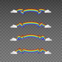 conjunto de banners ou etiquetas com cores do arco-íris e nuvens vetor
