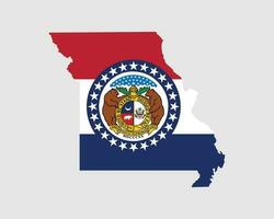 Missouri mapa bandeira. mapa do mo, EUA com a Estado bandeira. Unidos estados, América, americano, Unidos estados do América, nos Estado bandeira. vetor ilustração.