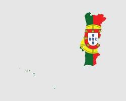 Portugal bandeira mapa. mapa do a Português república com a Português país bandeira. vetor ilustração.