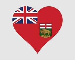 manitoba Canadá coração bandeira. MB canadense amor forma província bandeira. manitoban bandeira ícone placa símbolo clipart. eps vetor ilustração.