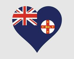 Novo sul país de gales Austrália coração bandeira. nsw amor forma bandeira. australiano Estado bandeira ícone placa símbolo clipart. eps vetor ilustração.