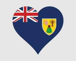 turcos e Caicos coração bandeira. turcos e Caicos amor forma bandeira. britânico no exterior território bandeira ícone placa símbolo clipart. eps vetor ilustração.