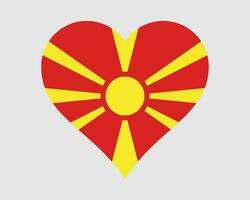 norte Macedônia coração bandeira. macedônio amor forma país nação nacional bandeira. república do norte Macedônia bandeira ícone placa símbolo. eps vetor ilustração.