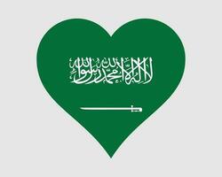 saudita arábia coração bandeira. saudita árabe amor forma país nação nacional bandeira. reino do saudita arábia bandeira ícone placa símbolo. eps vetor ilustração.