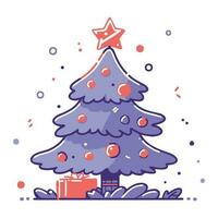 mão desenhado Natal árvore dentro plano estilo vetor