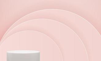 pedestal 3d realista sobre o fundo do círculo rosa. moderno pódio vazio para apresentação de produtos cosméticos de anúncios. ilustração vetorial vetor