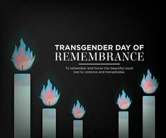 transgêneros dia do lembrança bandeira com queimando velas usando trans orgulho cores em Sombrio fundo. vetor ilustração. eps 10.