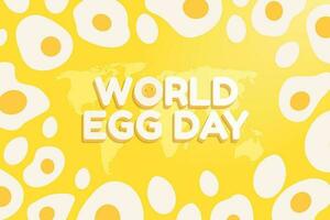 fofa e moderno mundo ovo dia bandeira conceito tipografia, cercado de fervido ovos, cascas de ovo, e frito ovos. vetor ilustração.