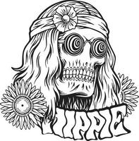 trippy hippie crânio cabeça boêmio estilo logotipo ilustrações silhueta vetor ilustrações para seu trabalhos logotipo, mercadoria camiseta, adesivos e rótulo desenhos, poster, cumprimento cartões publicidade