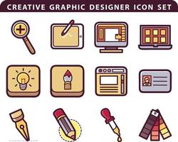 conjunto de ícones de ilustração e design gráfico criativo vetor