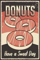 gráfico de vetor de ilustração vintage retrô de donuts próprios para cartaz de madeira ou sinalização