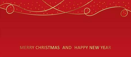 alegre Natal cumprimento em uma vermelho fundo com dourado elementos.feliz Novo ano 2024.feliz Natal e feliz Novo ano rede bandeira ilustração com ouro tópicos e lantejoulas. vetor
