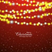 Cartão de Natal feliz decorativo com lâmpada colorida backgro vetor