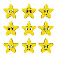 vetor ilustração do amarelo fofa engraçado desenho animado estrelas Distintivos conjunto com diferente mão desenhado formas