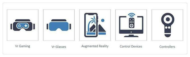 vr jogos, vr óculos e aumentado realidade vetor