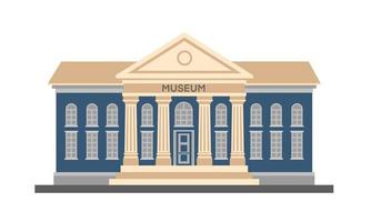 ilustração vetorial plana colorida exterior do edifício do museu com título e colunas isoladas no fundo branco. edifício do governo público da arquitetura da cidade. museu de arte da pintura moderna