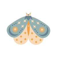 mão desenhada mariposa isolada no fundo branco. ilustração em vetor boho borboleta. símbolos de mistério. design para aniversário, festa, estampas de roupas, cartões comemorativos.