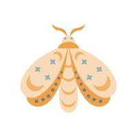 mão desenhada mariposa isolada no fundo branco. ilustração em vetor boho borboleta. símbolos de mistério. design para aniversário, festa, estampas de roupas, cartões comemorativos.