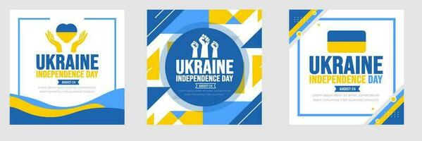 Ucrânia independência dia social meios de comunicação postar bandeira Projeto conjunto fundo modelo. feriado conceito. fundo, bandeira, cartaz, cartão, e poster Projeto modelo com texto inscrição vetor