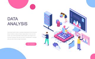 Conceito isométrico moderno design plano de análise de Big Data vetor