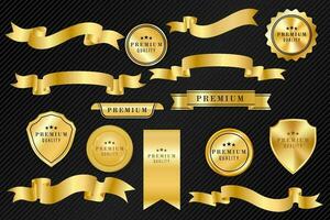 vetor luxo ouro Distintivos Prêmio emblema volta promoção decoração elemento.